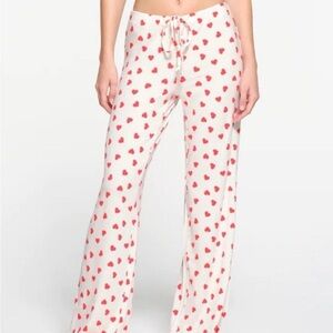 NWT SKIMS Sleep Straight Leg Pant, Ruby and Marble, Size XL